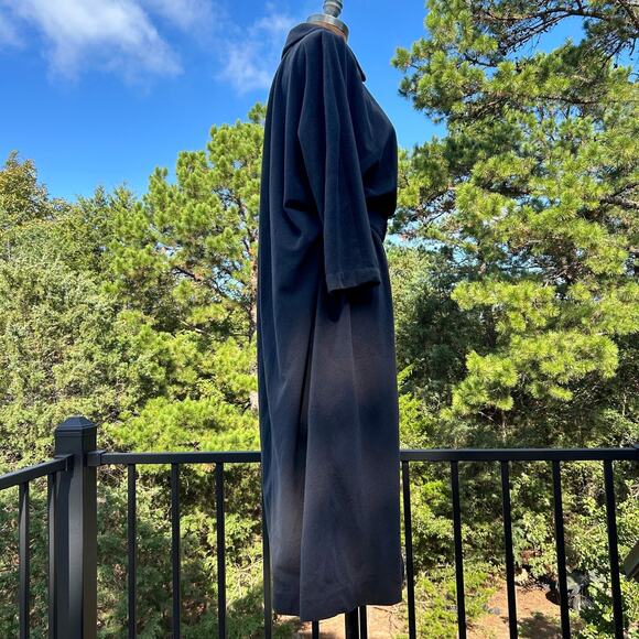 Vintage 40s/50s Charcoal Fleece Cascade Waterfall Backside Belted Midi Dress - Picture 1 of 8